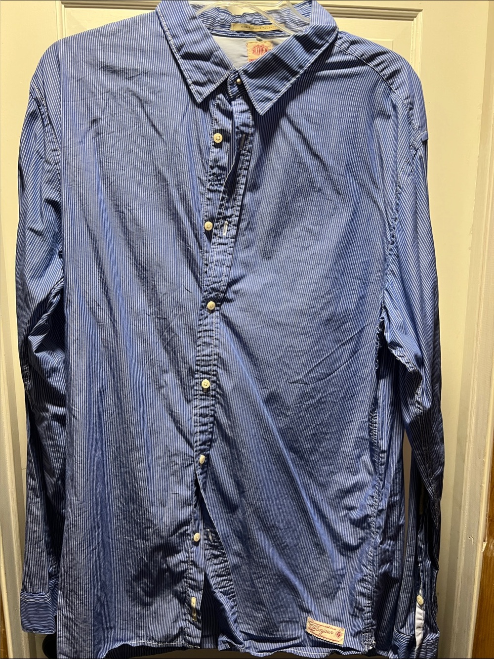 Scotch & Soda Blue Pinstripe Cotton Button-Down Shirt